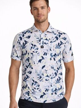 NWT Bad Birdie Men's In Bloom Golf Polo SzL floral tropical